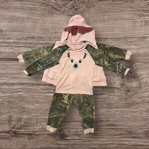 Outdoor Kids Sz 3T Matching Hunting Full Zip Hoodie, Pants & LSS. EUC.